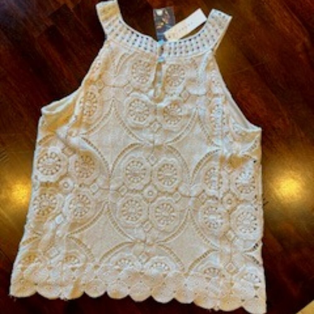(NWT)-Adiva Cream Knit Sleeveless Top Sz S